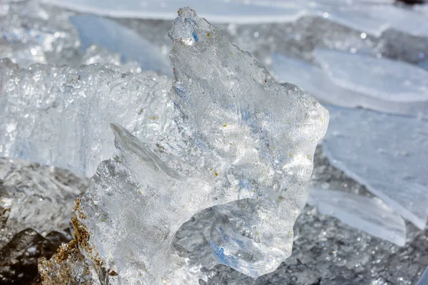 Szokatlan Alakú Textúrájú Jégkristályok Közeli Sekély Dof Másolási Hellyel Téli — Stock Fotó