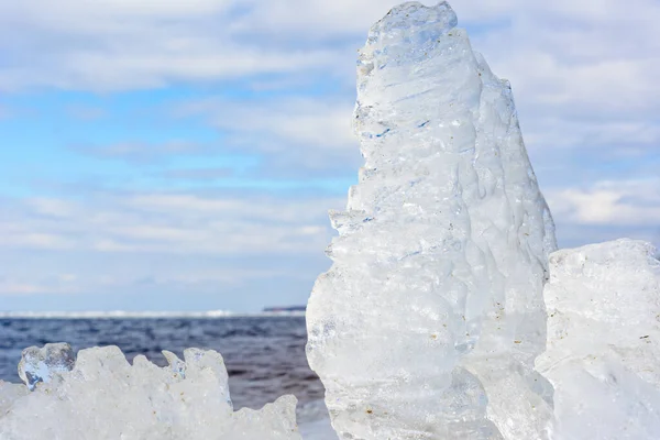 Unusual Shapes Textures Ice Crystals Close Shallow Dof Copy Space — Stock Photo, Image