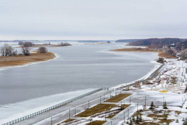 Bolgar Tarihi ve Arkeolojik Kompleksi. Bolgar, Tataristan, Rusya 'da bulutlu bir günde kış manzarası.