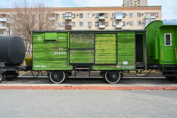 Wolgograd Russland Mai 2021 Militärwagen Eines Zuges Aus Dem Zweiten — Stockfoto