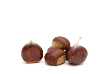 Fresh raw sweet chestnuts(Castanea sativa) isolated on a white background clipart