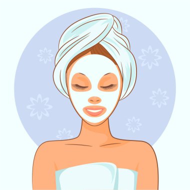 Yüz kil maskesi uygulama kadın