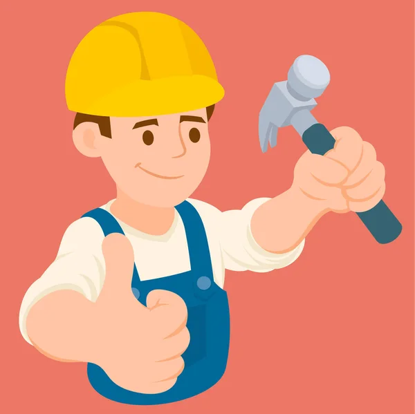 Marangoz çekiç ve miğfer taşıyor.