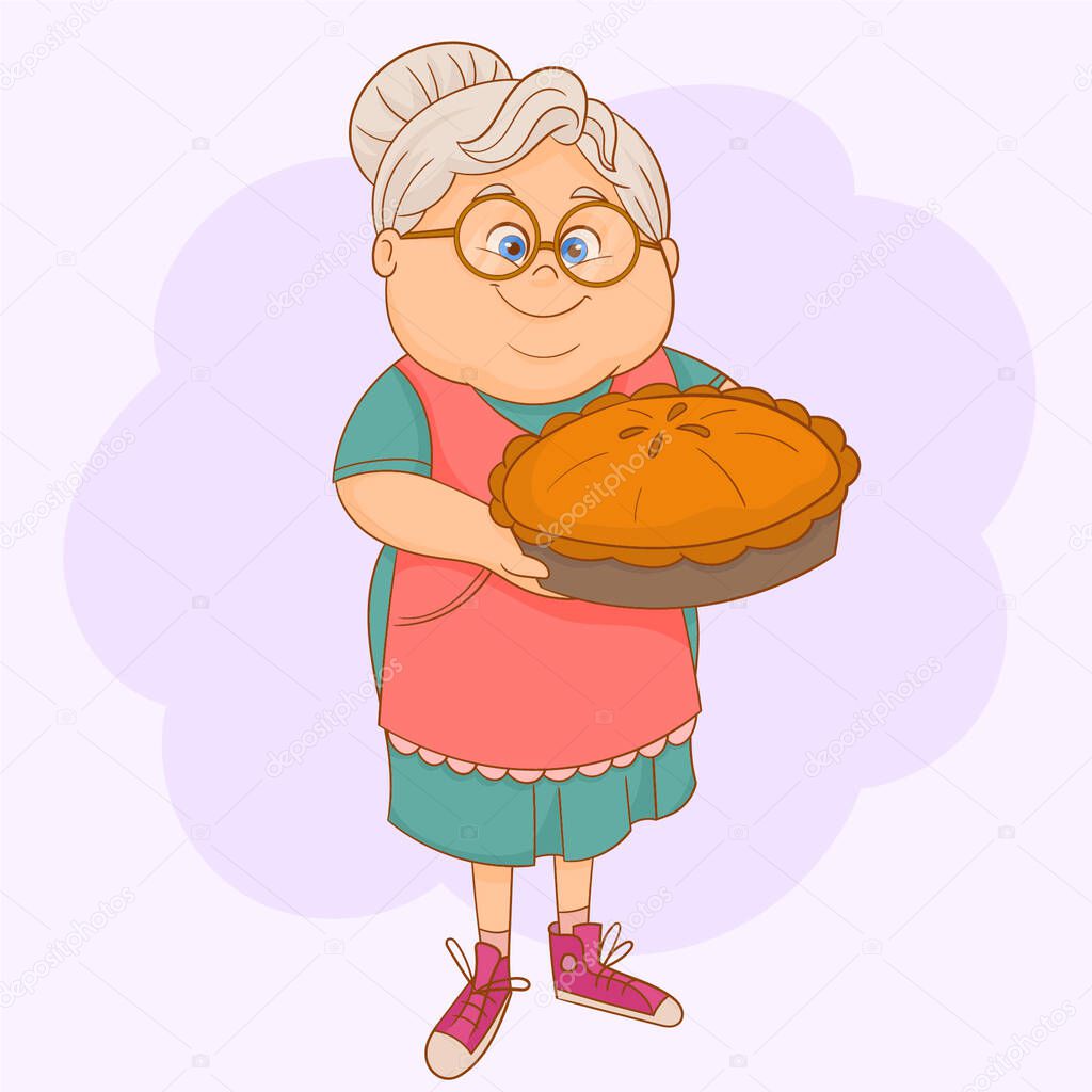 Grandmother with a freshly baked bread