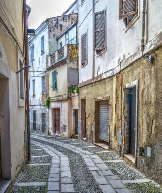 picturesque street in Sassari old town clipart