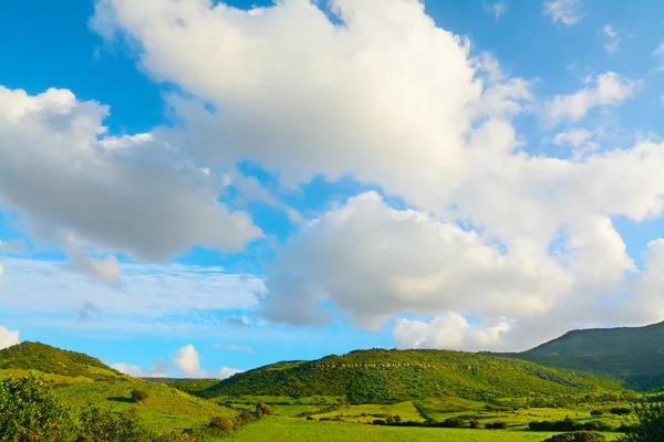 Groene heuvel en blauwe hemel — Stockfoto
