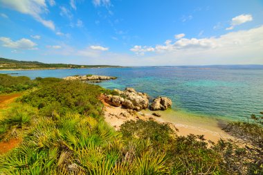 Mavi gökyüzü altında küçük koy