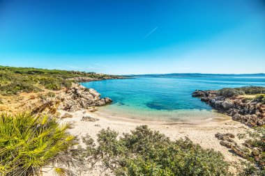 kayalar ve bitki örtüsü küçük koy