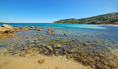İtalya 'nın Cala Battistoni plajındaki kayalar