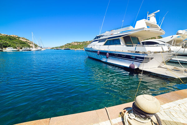 yachts in Poltu Quatu on a sunny day, Sardinia