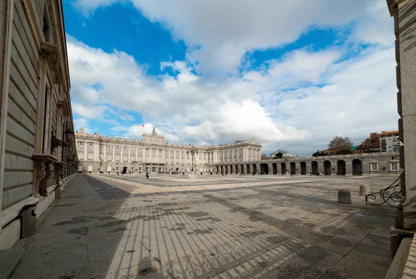 World Famous Palacio Real Madrid Cloudy Sky Spain — Stock Photo, Image