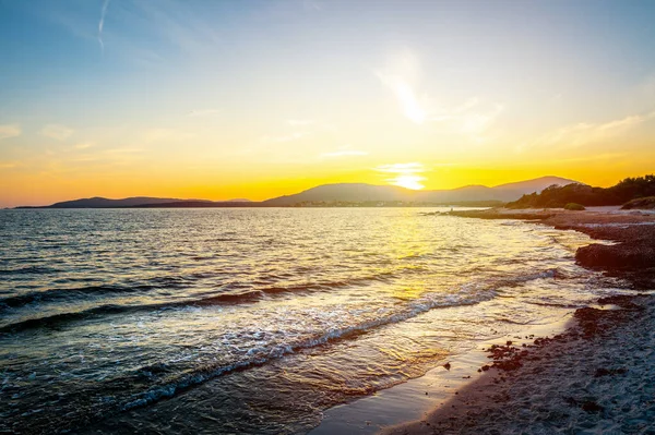 Jasná Obloha Nad Břehem Alghero Při Západu Slunce Sardinie Itálie — Stock fotografie