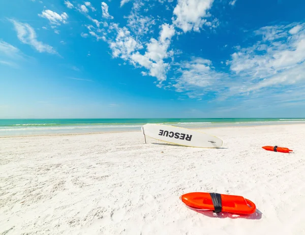 Lifesavers Rescue Surfboard Sand Beautiful Siesta Key Florida Usa — Stock Photo, Image