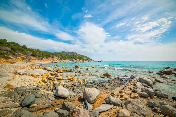 Porto Ruxi Colorida Costa Bajo Cielo Nublado Cerdeña Italia — Foto de Stock