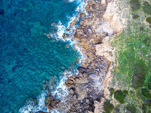 Blauwe Zee Rotsen Alghero Kust Gezien Van Bovenaf Sardinië Italië — Stockfoto