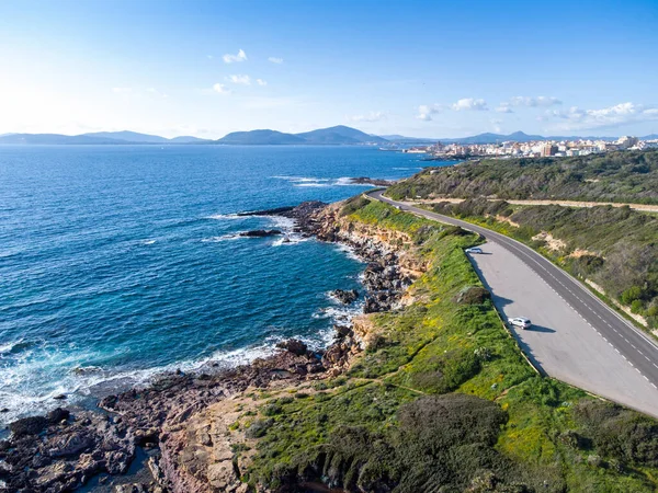 Luchtfoto Van Een Kustweg Sardinië Italië — Stockfoto