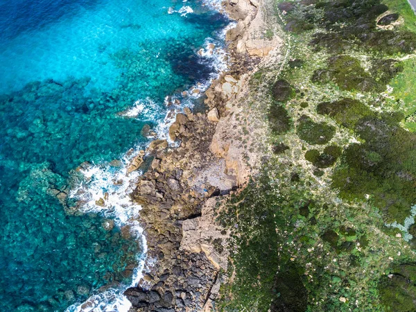 Luchtfoto Van Groene Kust Blauwe Zee Alghero Sardinië Italië — Stockfoto