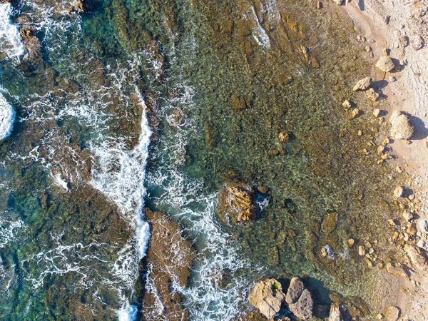 Vista Aérea Pequenas Ondas Pela Costa Alghero Sardenha Itália — Fotografia de Stock