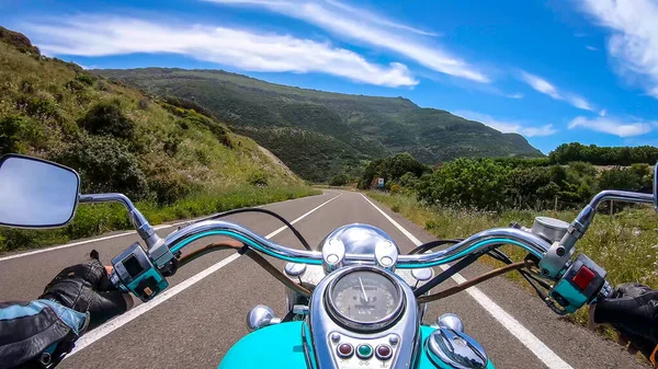 Classic Motorcycle Ride Country Road Sardinia Italy — Photo