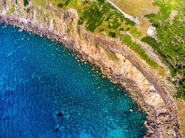 Aerial View Torre Foghe Sea Sunset Sardinia Italy — Stockfoto