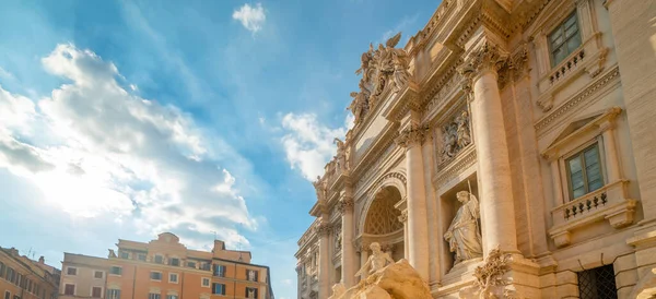Dünyaca Ünlü Trevi Çeşmesi Gün Batımında Roma Talya — Stok fotoğraf