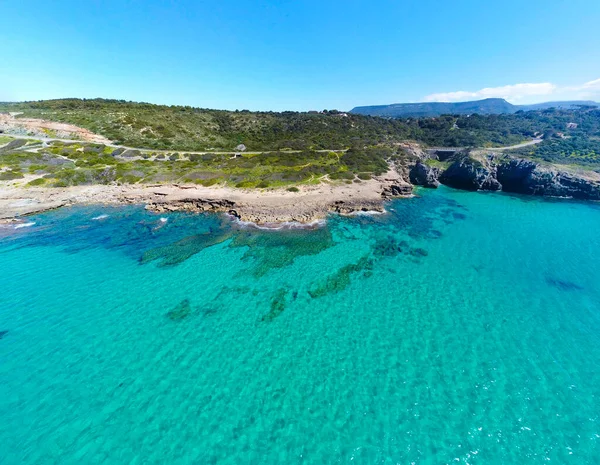 Vista Aérea Costa Sul Alghero Dia Ensolarado Sardenha Itália — Fotografia de Stock