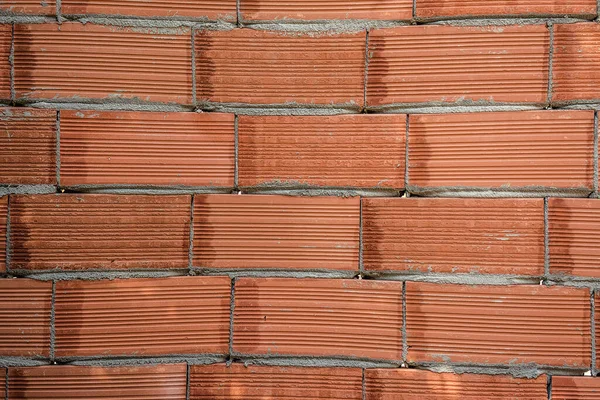 Close Wall Made Orange Bricks Cement — Stock Photo, Image