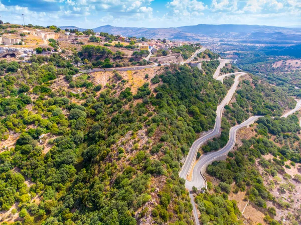 Vista Aérea Voltas Grampo Cabelo Por Monteleone Roccadoria Sardenha Itália — Fotografia de Stock