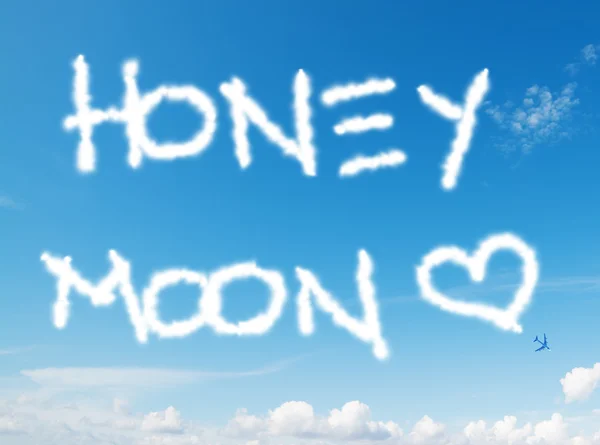 "honey moon" written in the sky — Stock Photo, Image