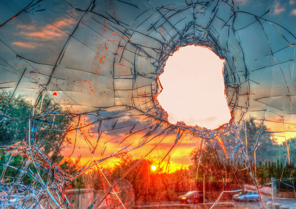 broken glass in hdr