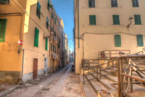 Colorful backstreet in Alghero old town — Stock Photo, Image