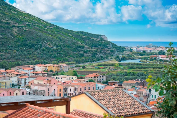 Panoráma města Bosa, Sardinie — Stock fotografie