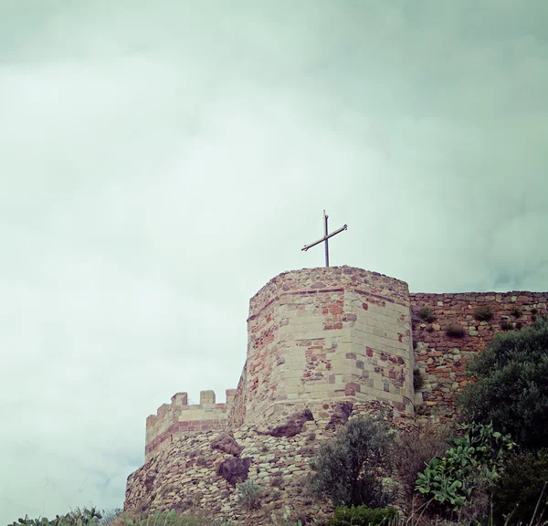 Cross on an old castle — Stock Photo, Image