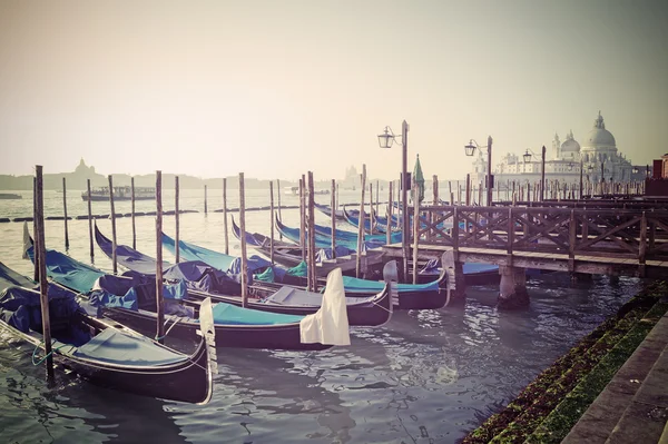 Gondolas moored in Venice, Italy — Stock Photo, Image