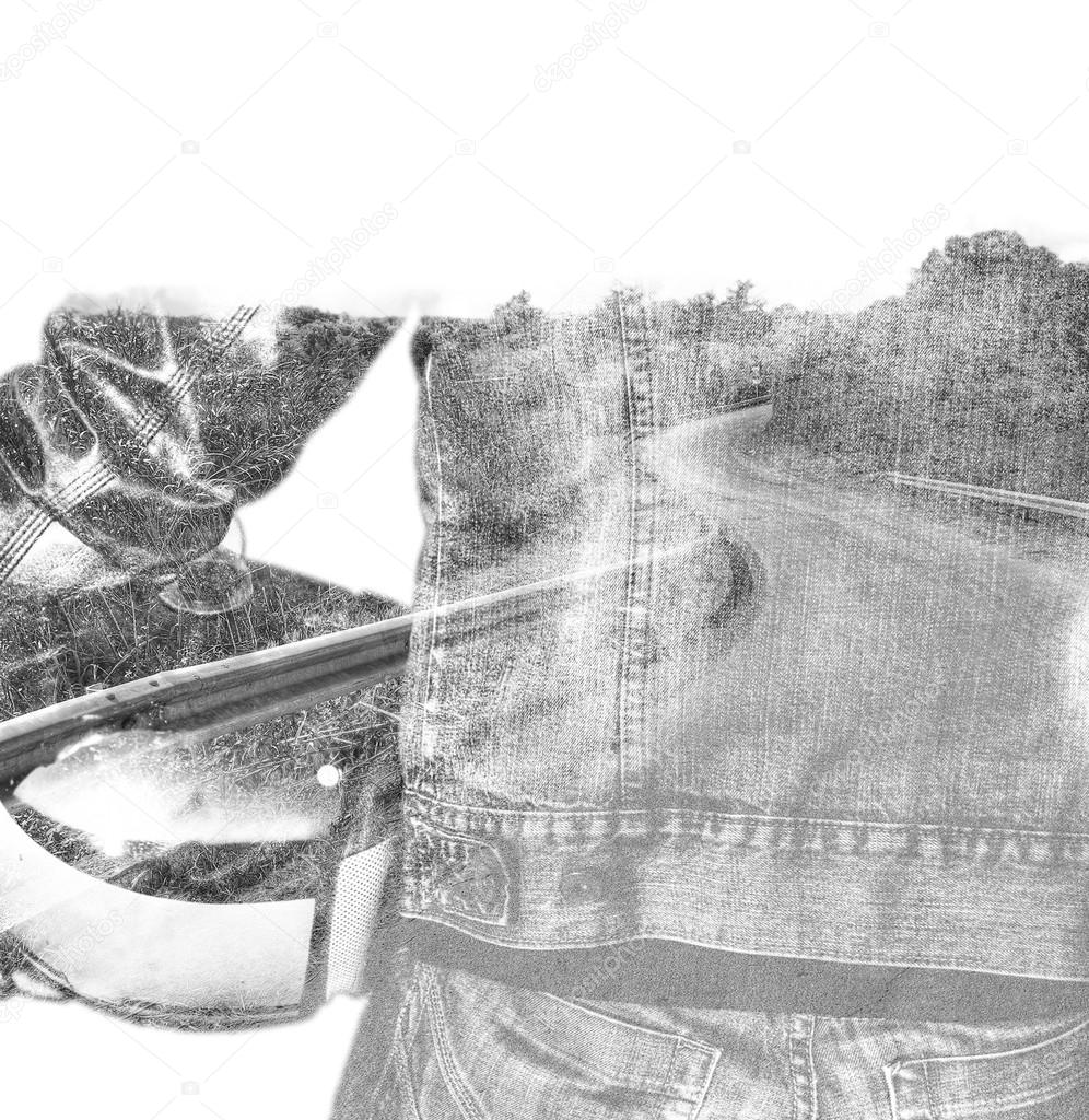 double exposure of a biker and a winding road