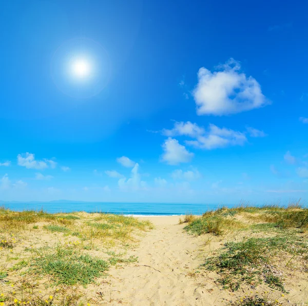 Sandy shore in Platamona beach — Stock Photo, Image