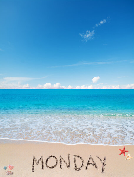 monday on a tropical beach under clouds