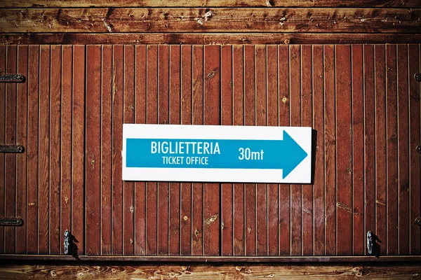 Ticket office sign in Italian in vintage tone — Stock Photo, Image