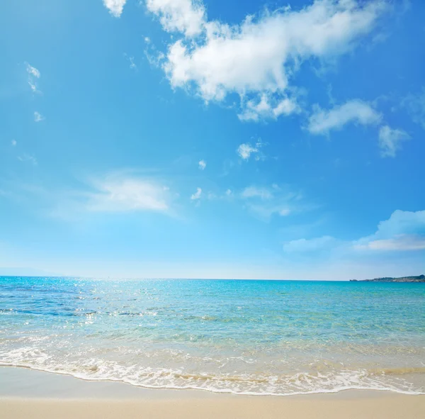 Le bombarde strandlinjen under en blå himmel — Stockfoto