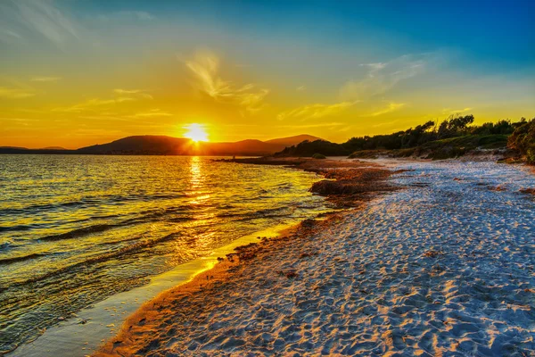 Coucher de soleil coloré sur le rivage d'Alghero — Photo