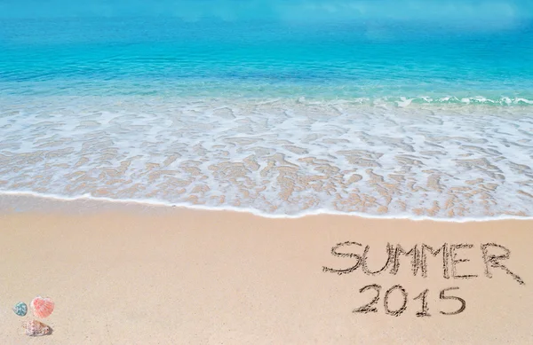 Summer 2015 written on a tropical beach — Stock Photo, Image