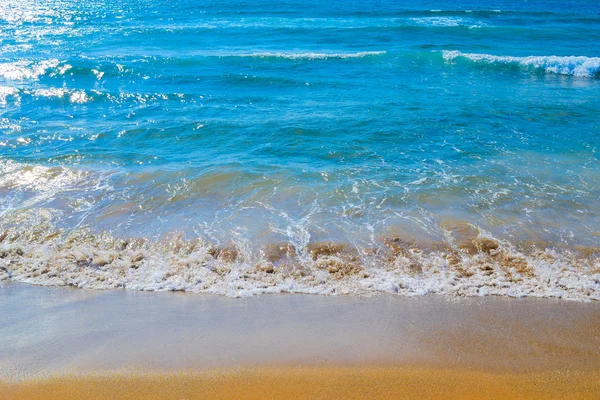 蓝色的大海和金色的沙滩 — 图库照片