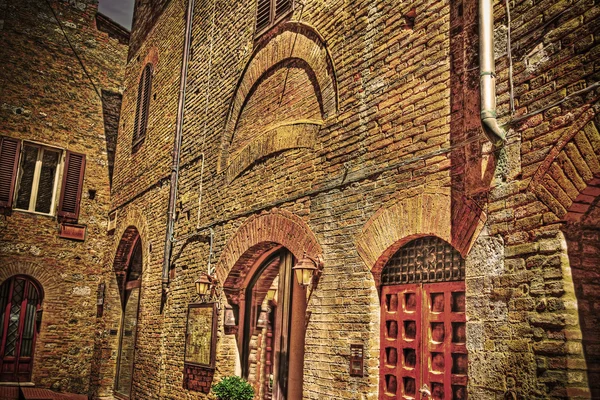 San Gimignano brick walls in sepia tone — Stock Photo, Image