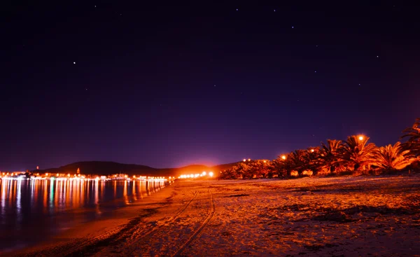 Starry sky over Maria Pia beach at night — Stock Photo, Image