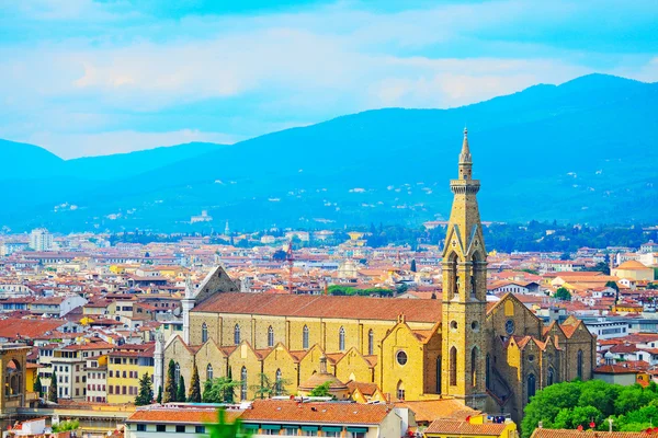 Panoramautsikt över Santa Croce katedralen i Florens — Stockfoto