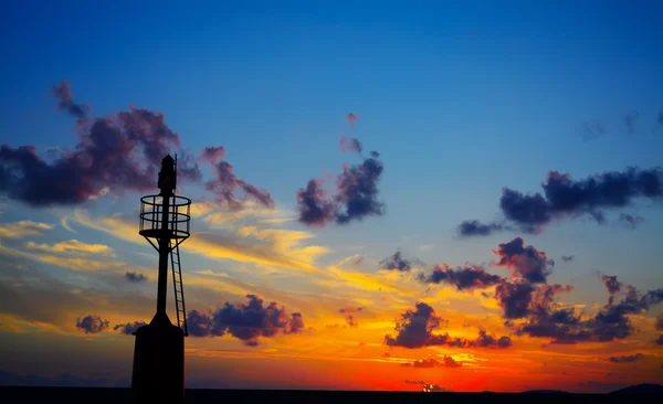 Silueta del faro al atardecer en Alghero — Foto de Stock