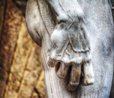 sağ el, Michelangelo'nun David Piazza della işareti kadar yakın
