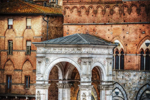 Marble Loggia of Torre del Mangia in Siena — стоковое фото