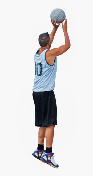 Basketball player shooting on white — Stock Photo, Image