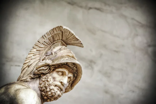 Cabeza de Menelao en Patroclo y estatua de Menelao en Loggia de Lanzi —  Fotos de Stock